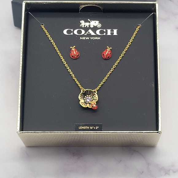 Coach Jewelry - Coach Ladybug Necklace & Earring Set NWT